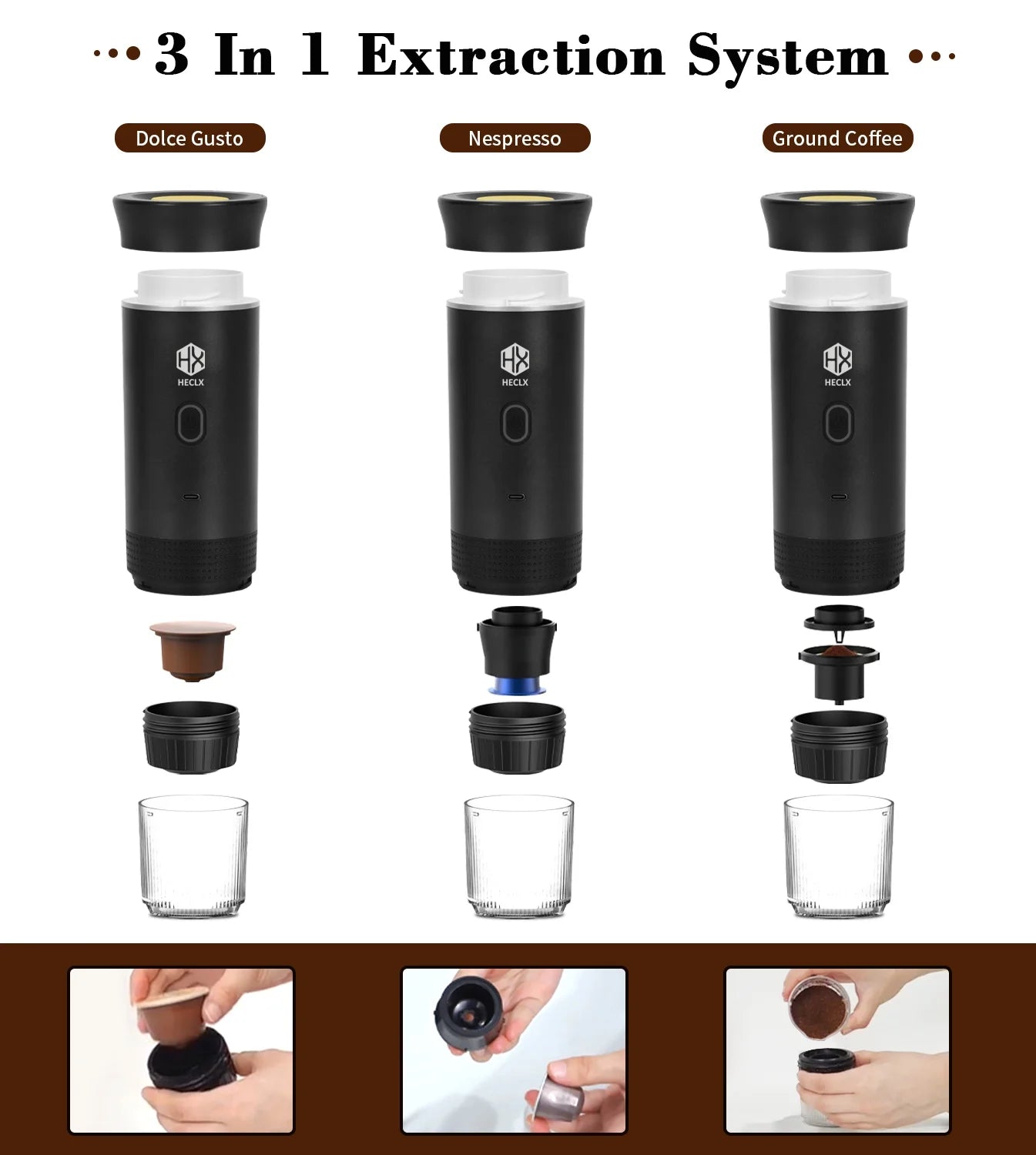 Portable Espresso Machine, Car Coffee Maker Self-Heating with Type-C, Compatible with Ground Coffee & NS Capsule for Travel, RV, Hiking, Camping, Office (African Totem Style Black & Red)