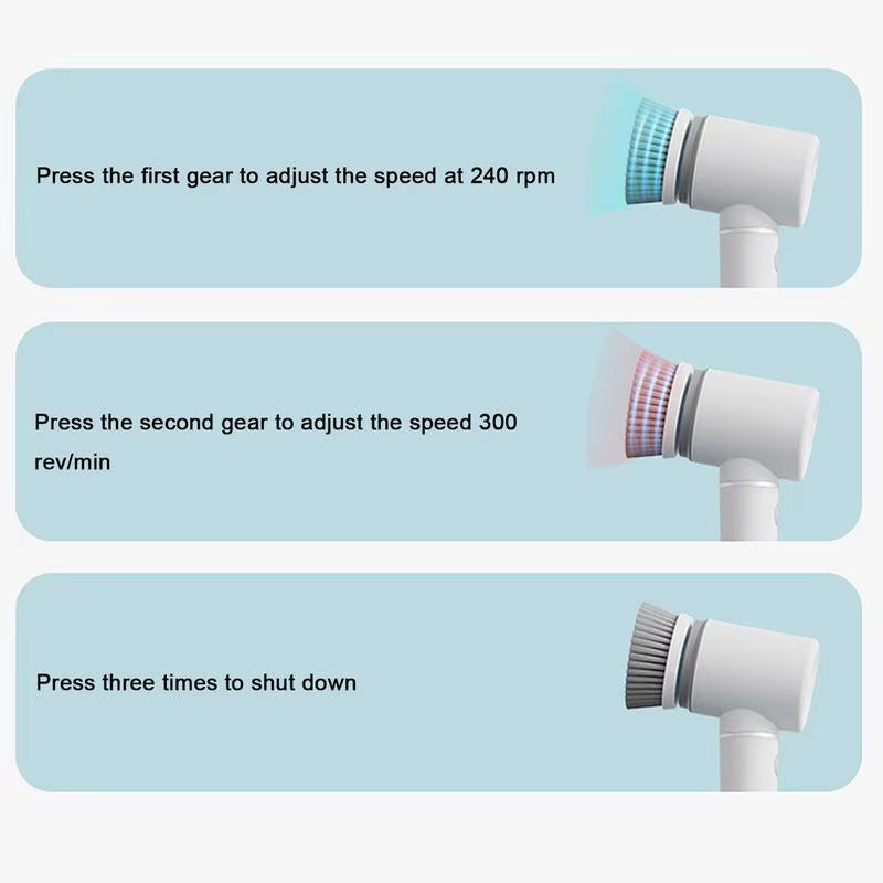 Electric Spin Scrubber Electric Spin Scrubberspin Cleaner with 5 Replaceable Brush Heads Cleaning Scrub Brush for Bathroom Tub